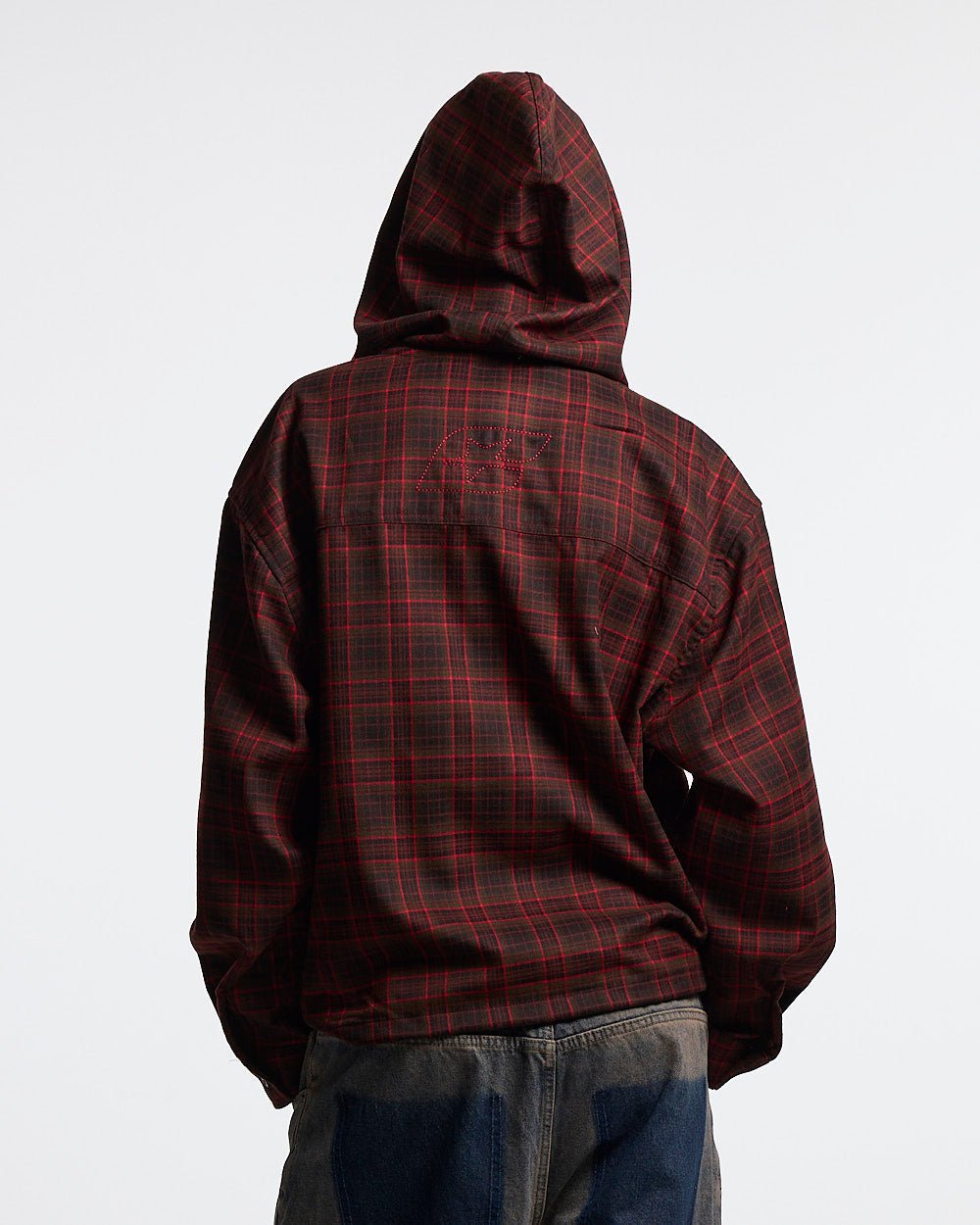 MEMPHIS HOODED SHIRT ROT UND SCHWARZ TARTAN