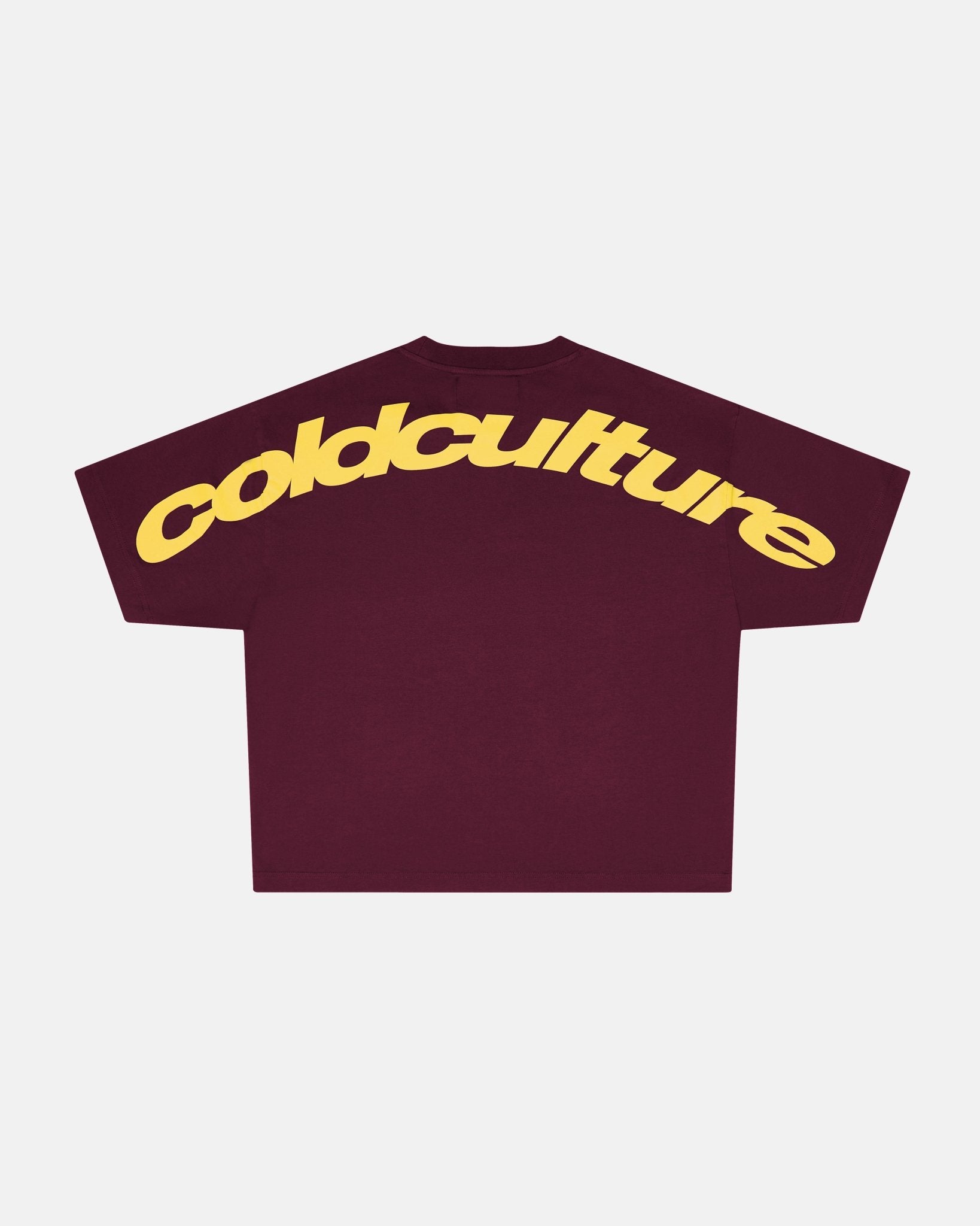 GEKURVTE T-SHIRT BORDEAUX & GELB