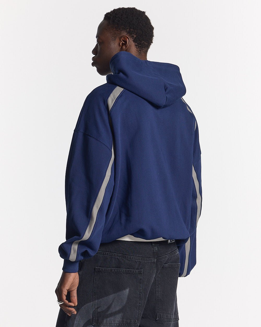 DETAILLIERTE HOODIE INDIGO BLAU