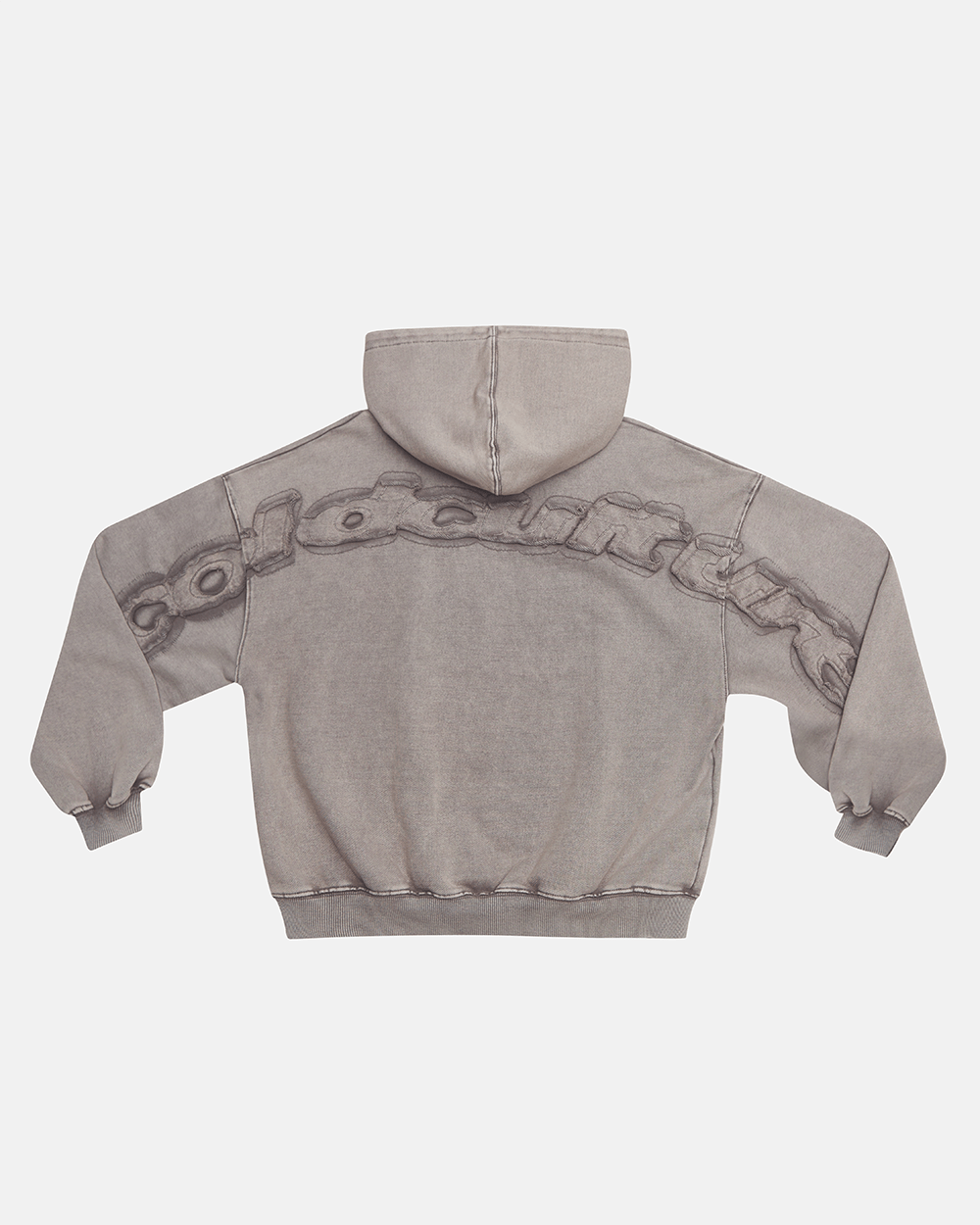 DISTRESS GEBÖGENE HOODIE GRAU