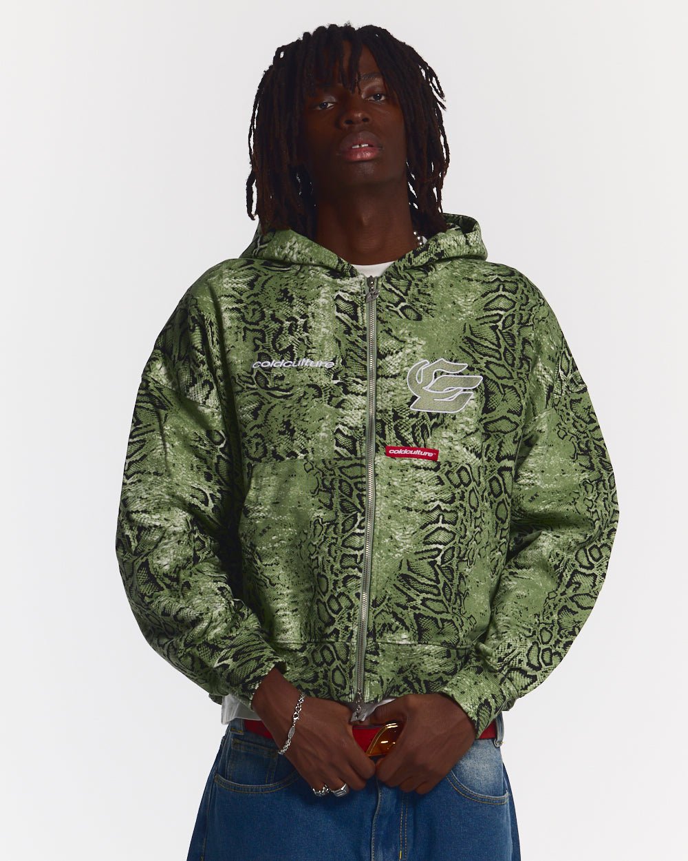 SNAKE ZIP HOODIE GRÜN UND SCHWARZ