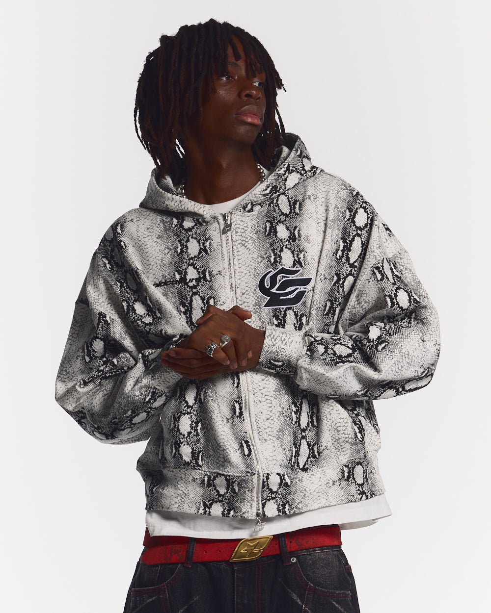 SNAKE ZIP HOODIE WEISS UND SCHWARZ