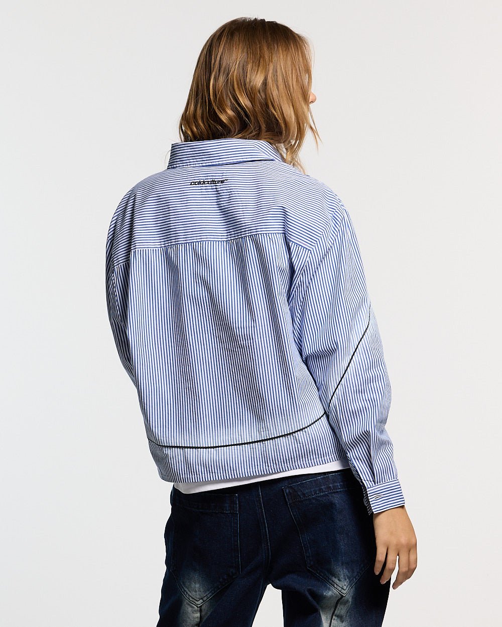 WELTWEITER LANGÄRMELIGER HEMD BLAU UND WEISS