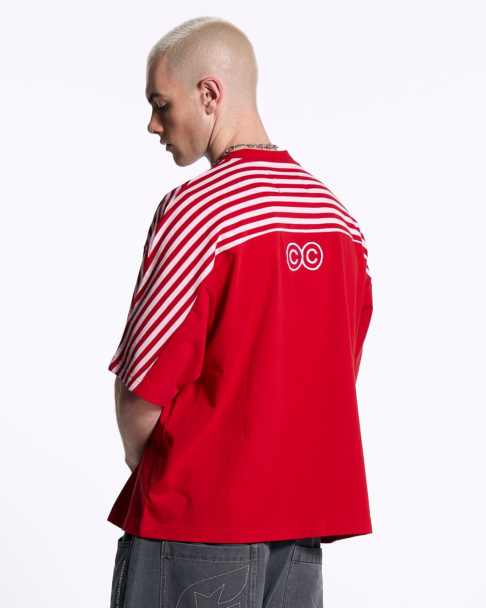 LOLLY HALF STRIPES TEE PINK UND ROT