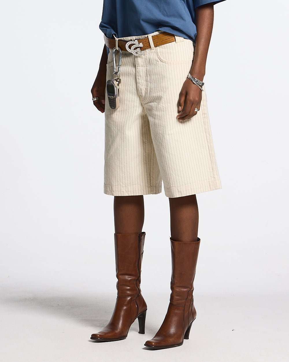 STRIPE FADE JORTS WEISS