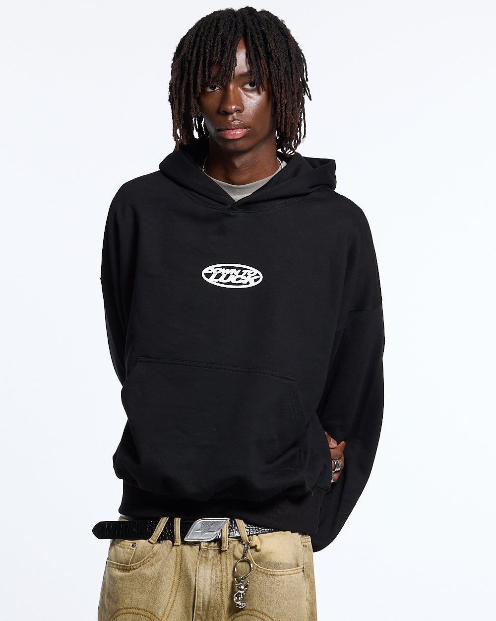 DOWN TO LUCK HOODIE SCHWARZ WEISS