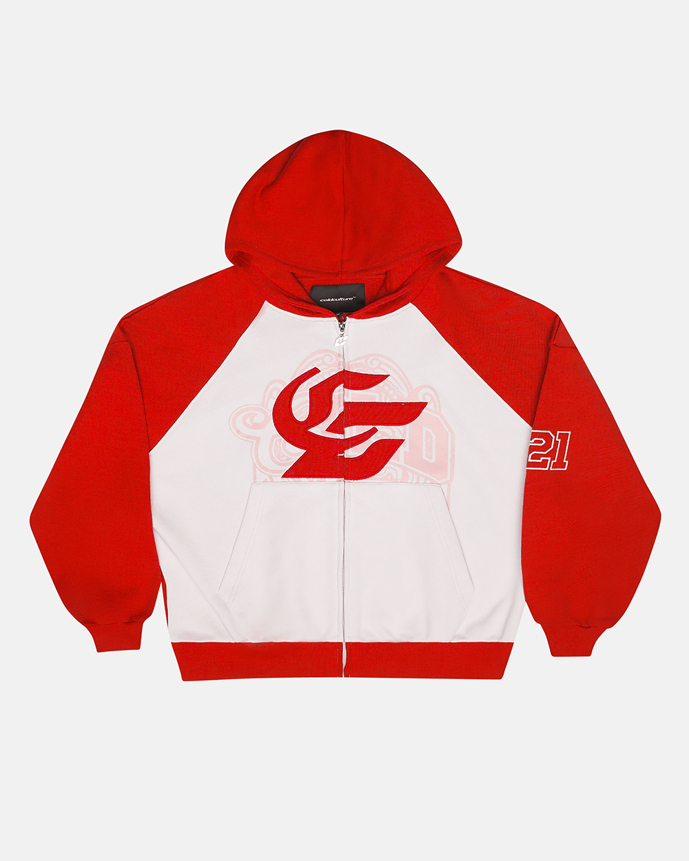 PRESTIGE ZIP HOODIE ROT & WEISS