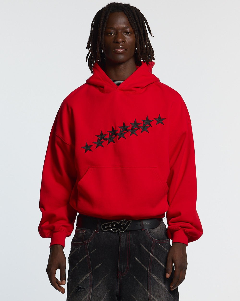 STARS HOODIE ROT & SCHWARZ