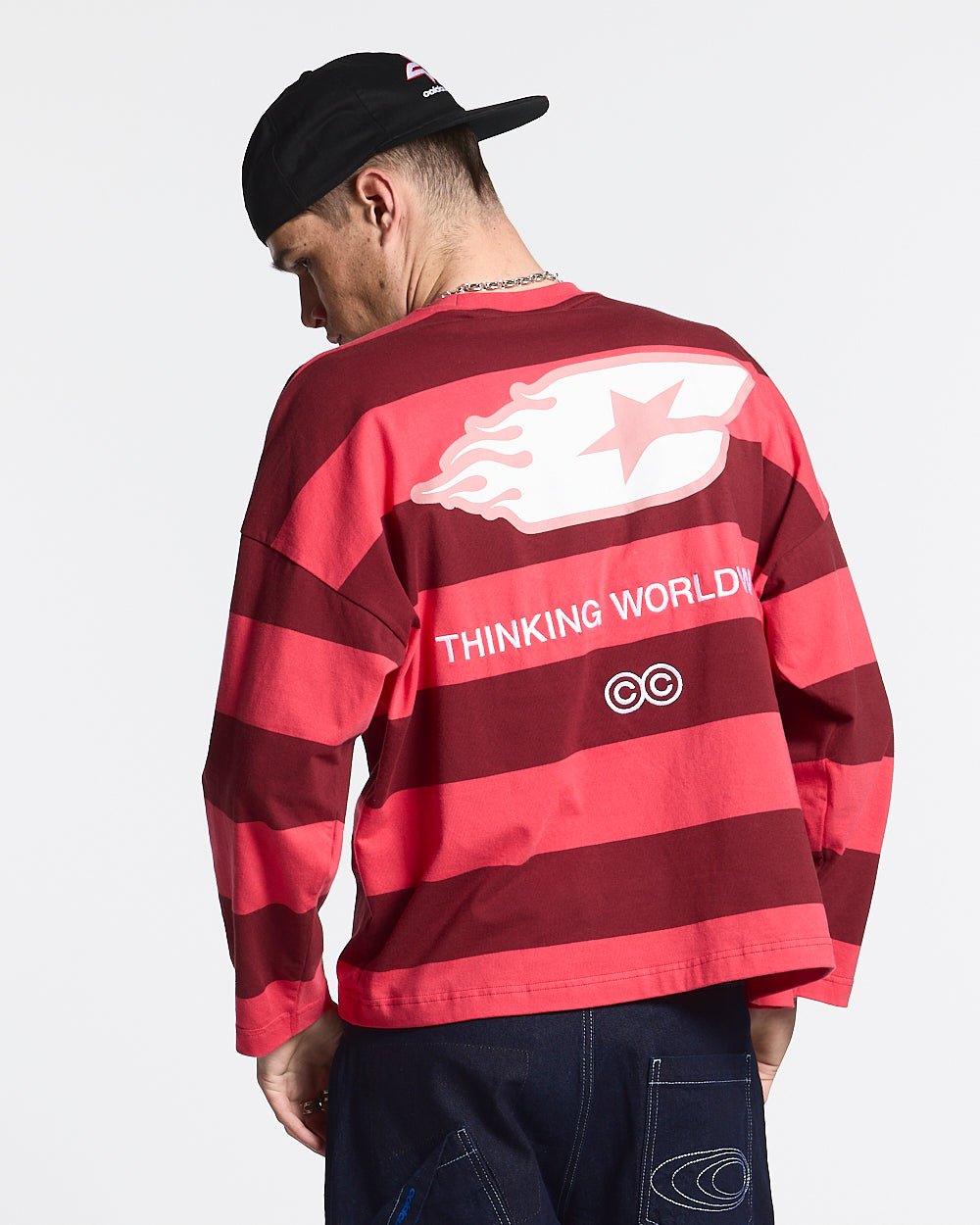 BURNIN STRIPES LANGARM BURGUNDY