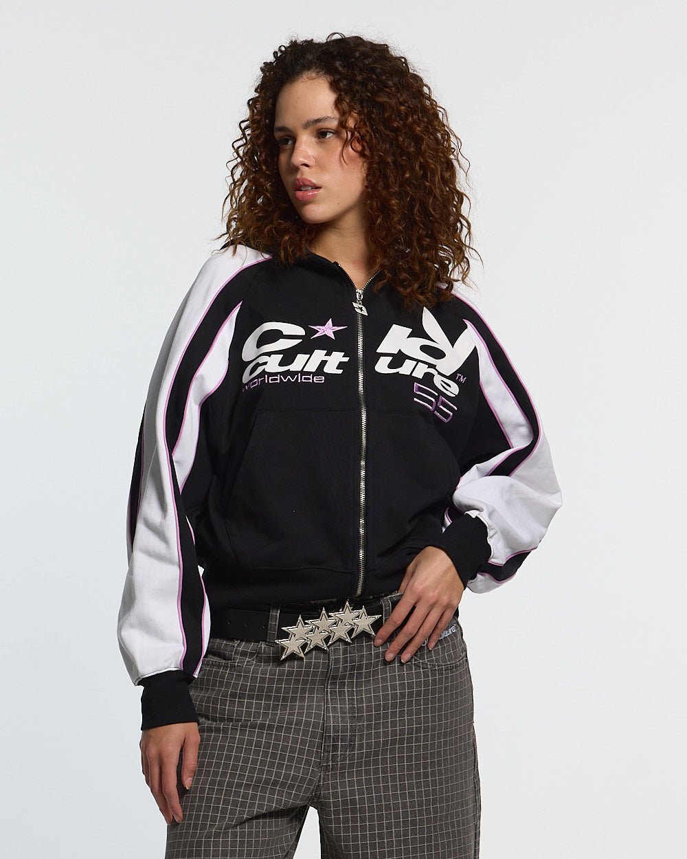 TEASE ME ZIP HOODIE SCHWARZ & GRAU