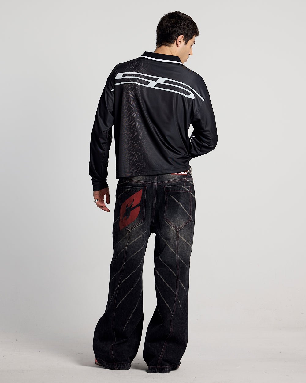 MAMBA SNAKE LONGSLEEVE POLO SCHWARZ
