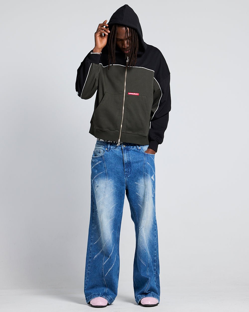 FLESH ZIP HOODIE SCHWARZ & GRAU