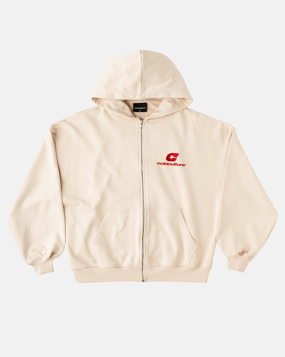 GEBOGENER REIßVERS HOODIE CREME