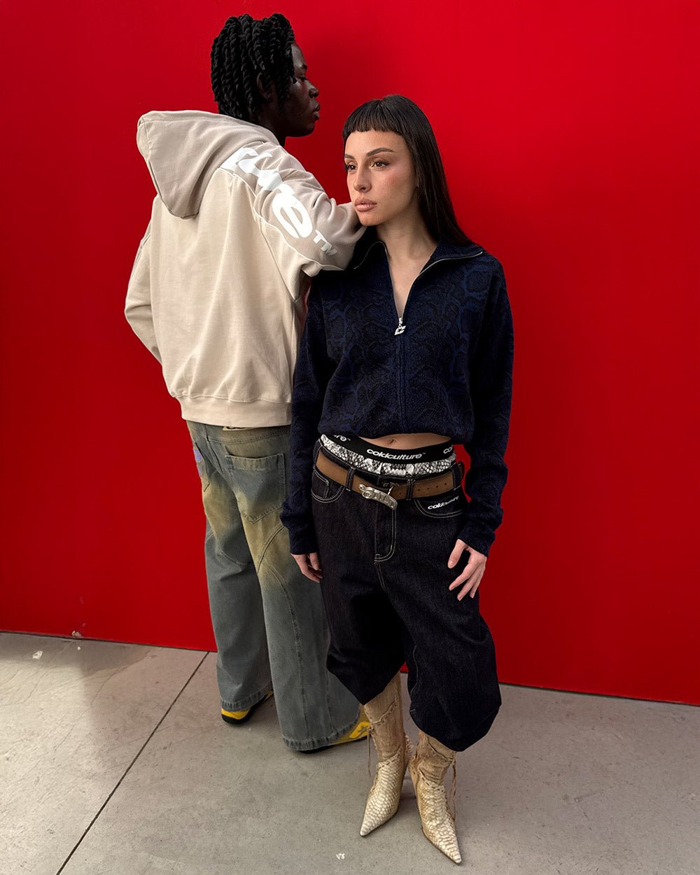 SNAKE ZIP KNIT DUNKELBLAU
