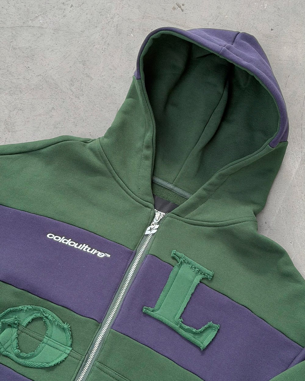 PUZZLE ZIP HOODIE GRÜN UND DUNKELBLAU