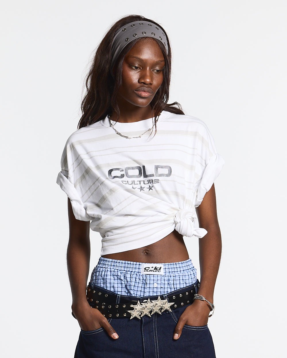 INTERNATIONAL STARS TEE GREY STRIPED