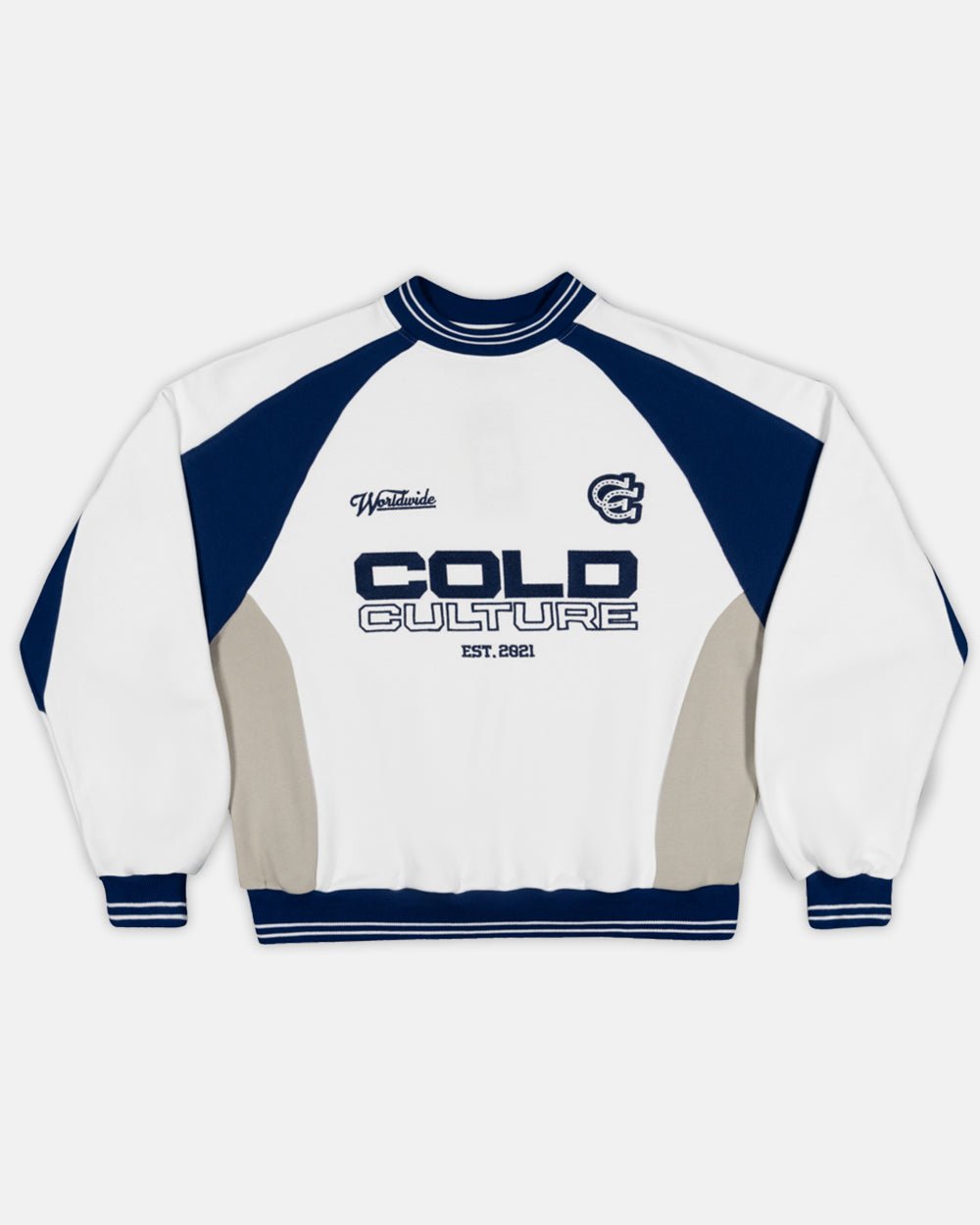 COWBOY VARSITY CREWNECK WEISS/BLAU