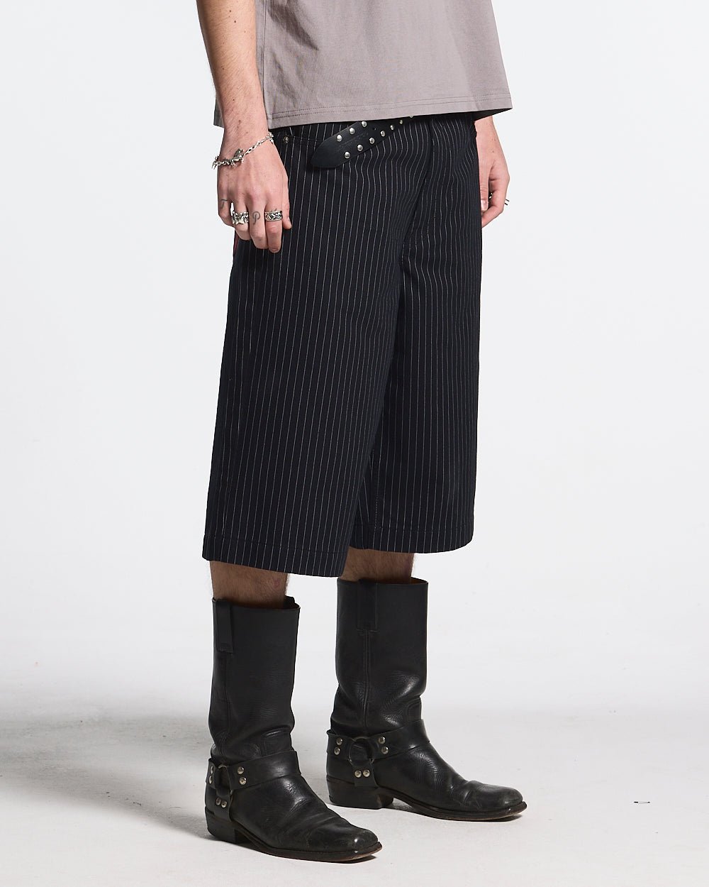STRIPE FADE JORTS SCHWARZ