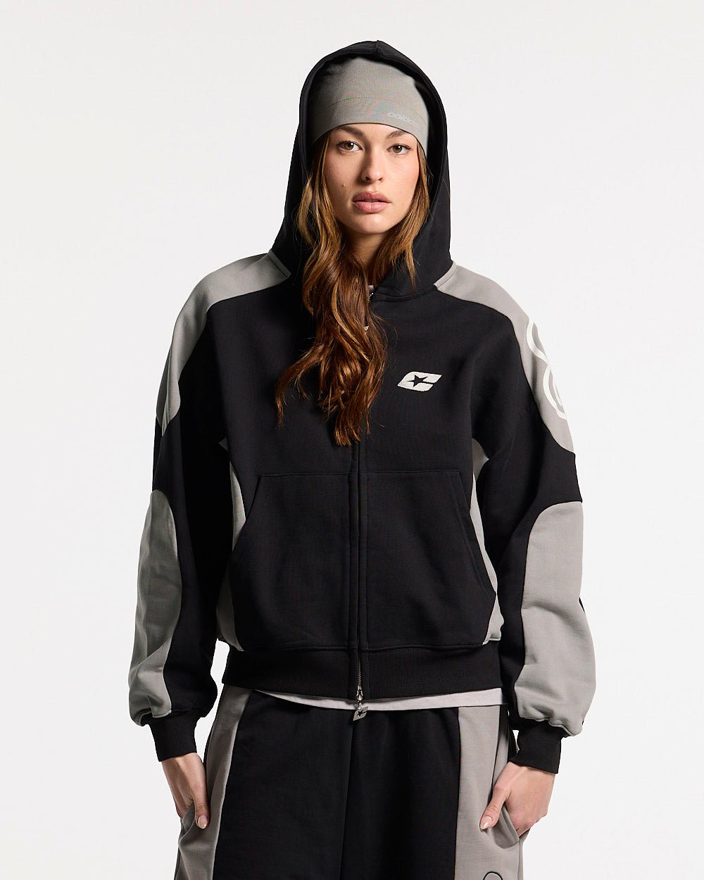 RIDER ZIP HOODIE SCHWARZ & GRAU