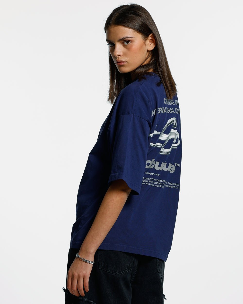GLITZIGES T-SHIRT KOSMISCH BLAU