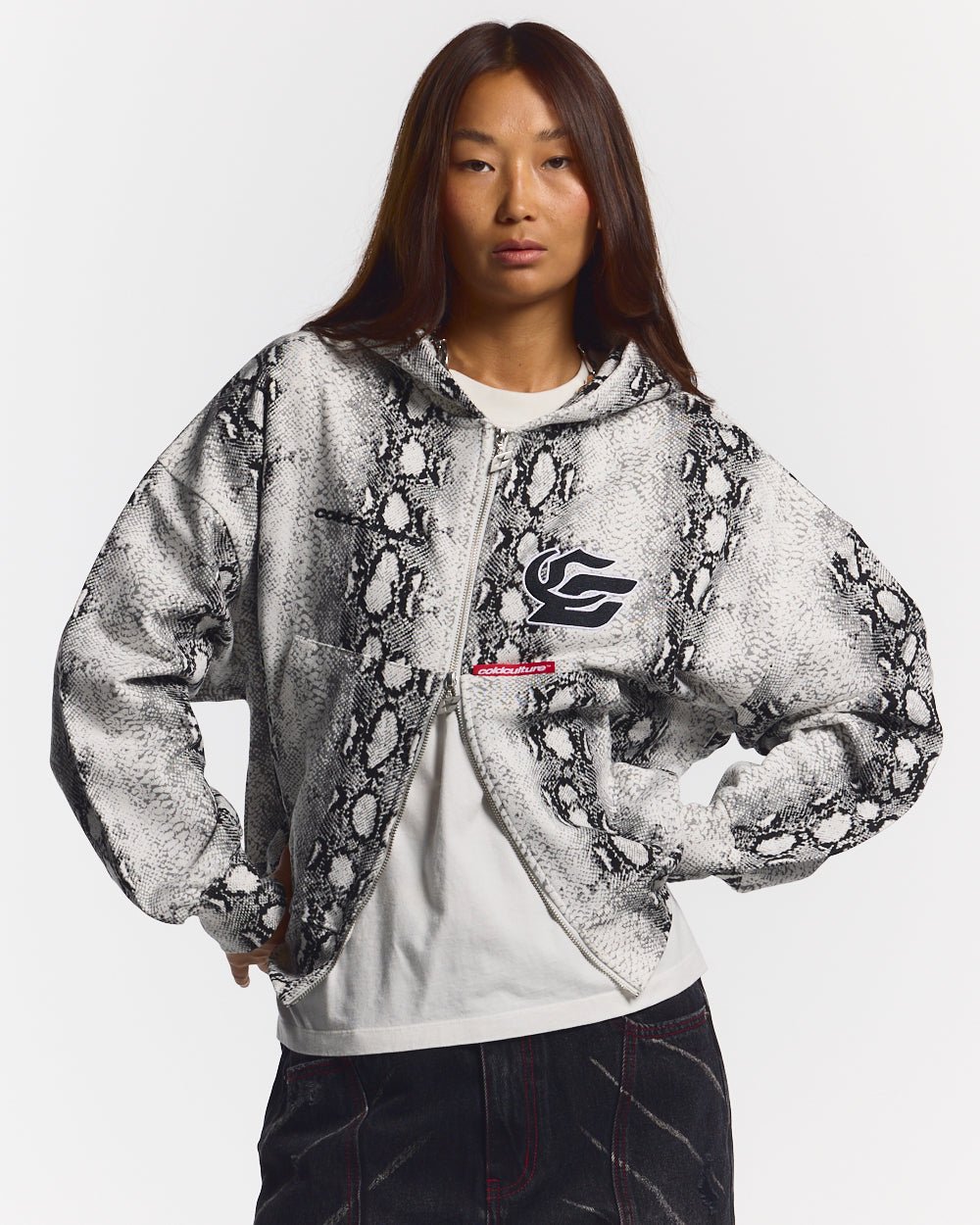 SNAKE ZIP HOODIE WEISS UND SCHWARZ
