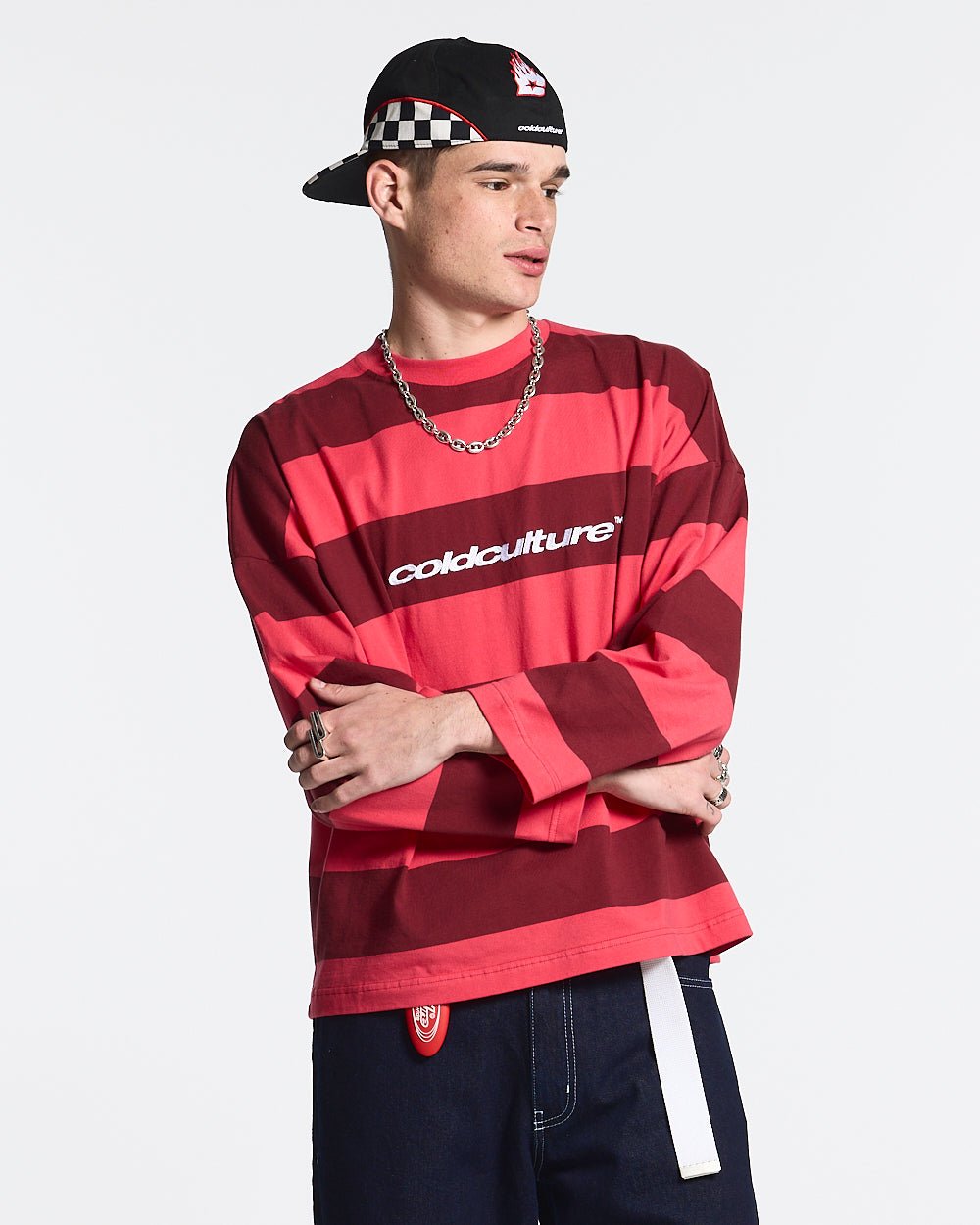 BURNIN STRIPES LANGARM BURGUNDY