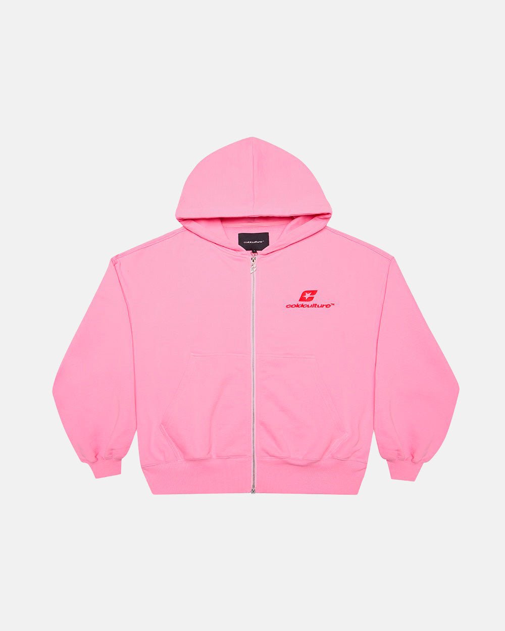 GEBÖGENE REIßVERSHOODIE PINK & ROT