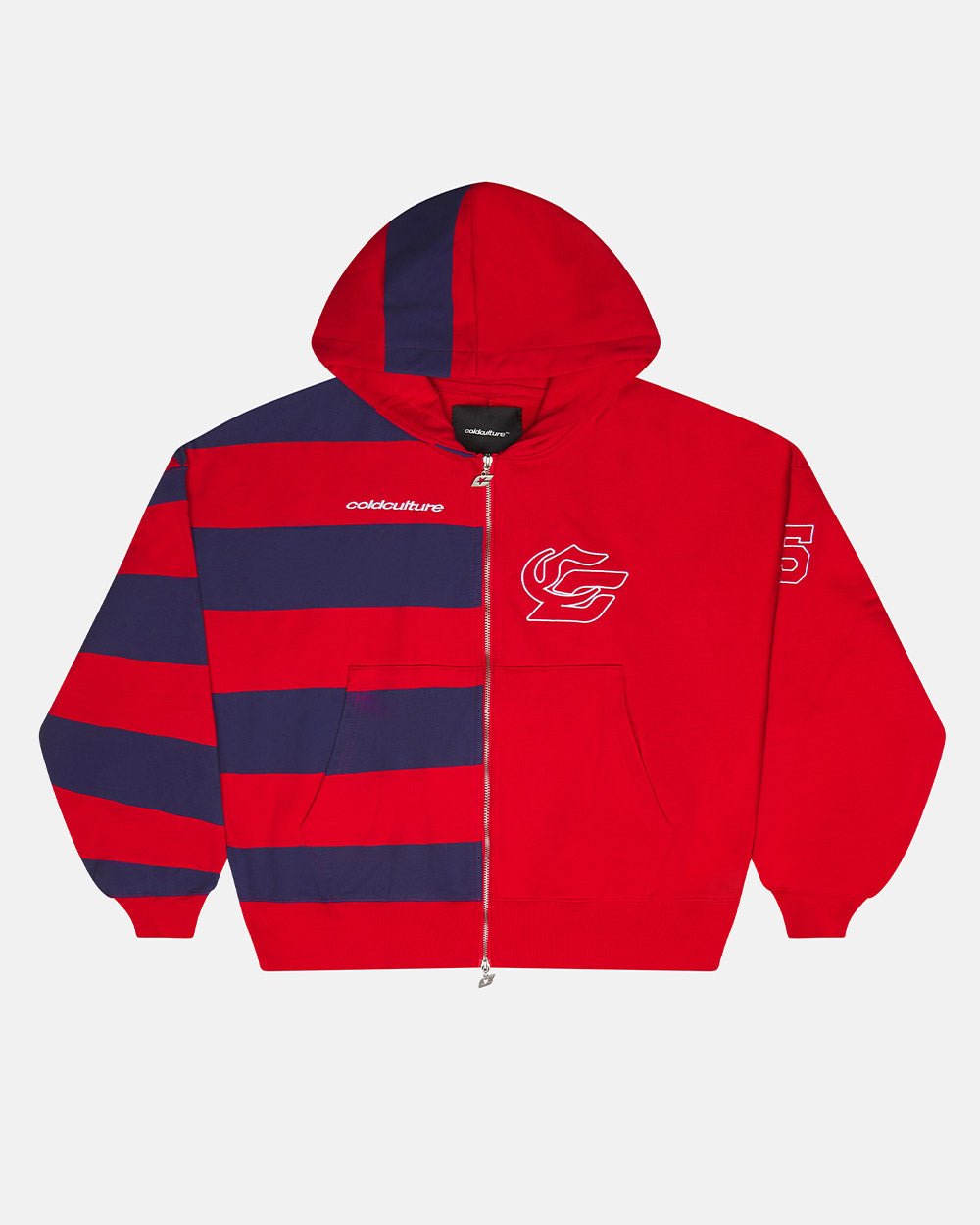BARNA ZIP HOODIE ROT & DUNKELBLAU