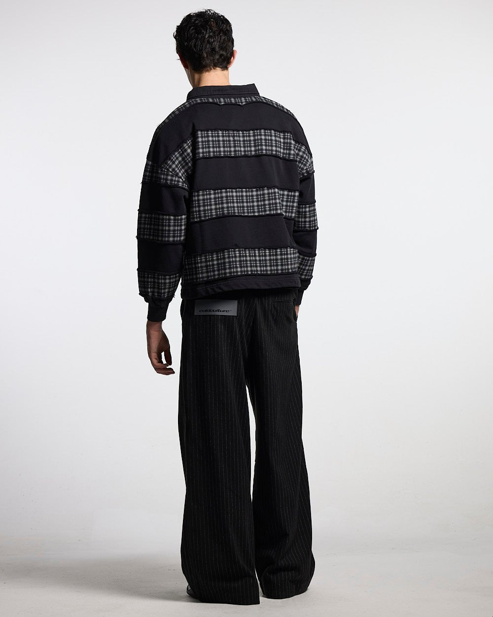 RIPPED LONGSLEEVE POLO SCHWARZ