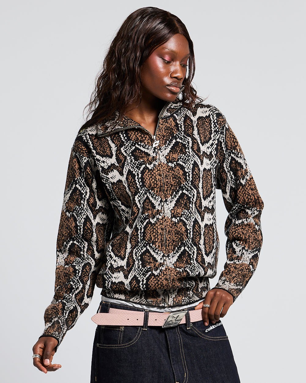 SNAKE ZIP KNIT BROWN
