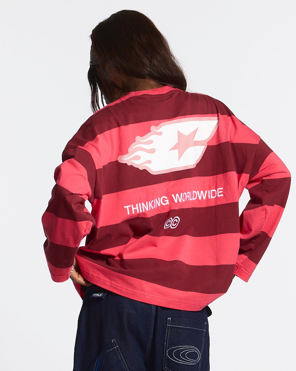BURNIN STRIPES LANGARM BURGUNDY