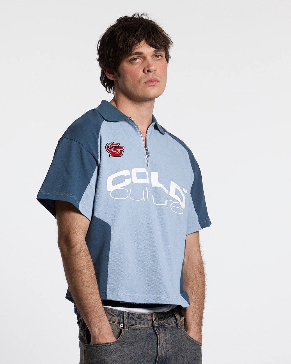 BIKER POLO HELLBLAU