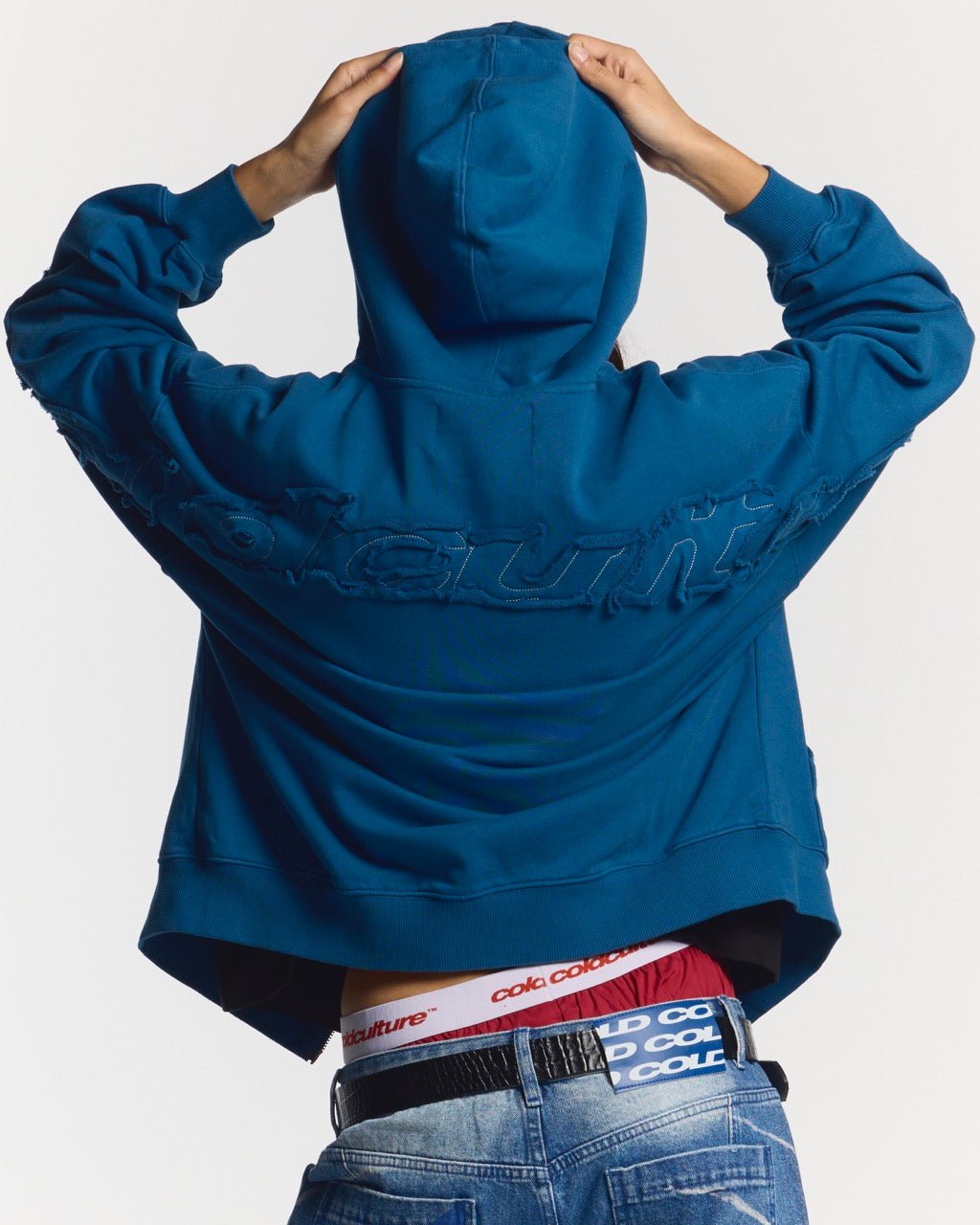DISTRESS GEBRÄCHT ZIPPHOODY DUNKELBLAU