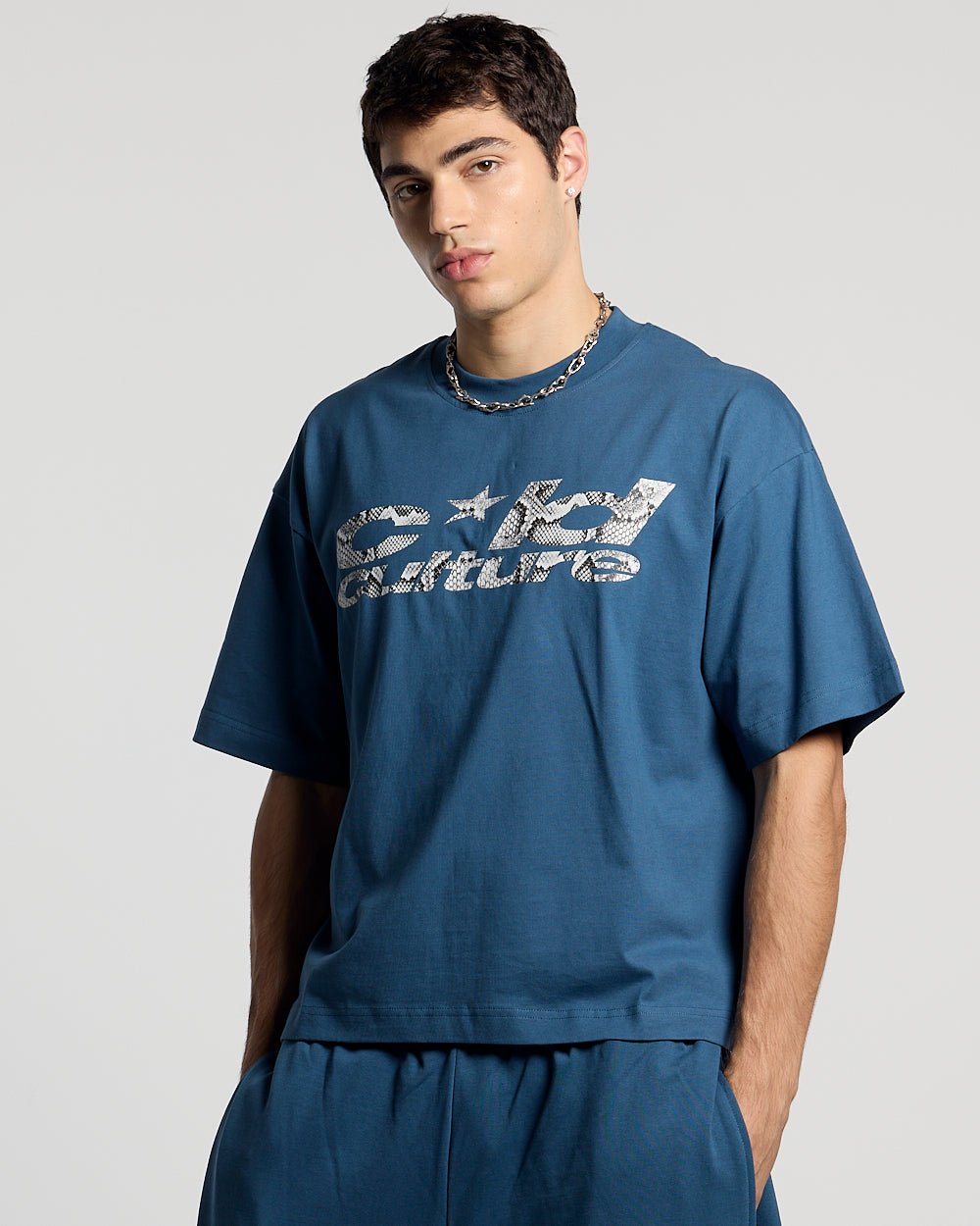 WILD SNAKE TEE NAVY BLAU