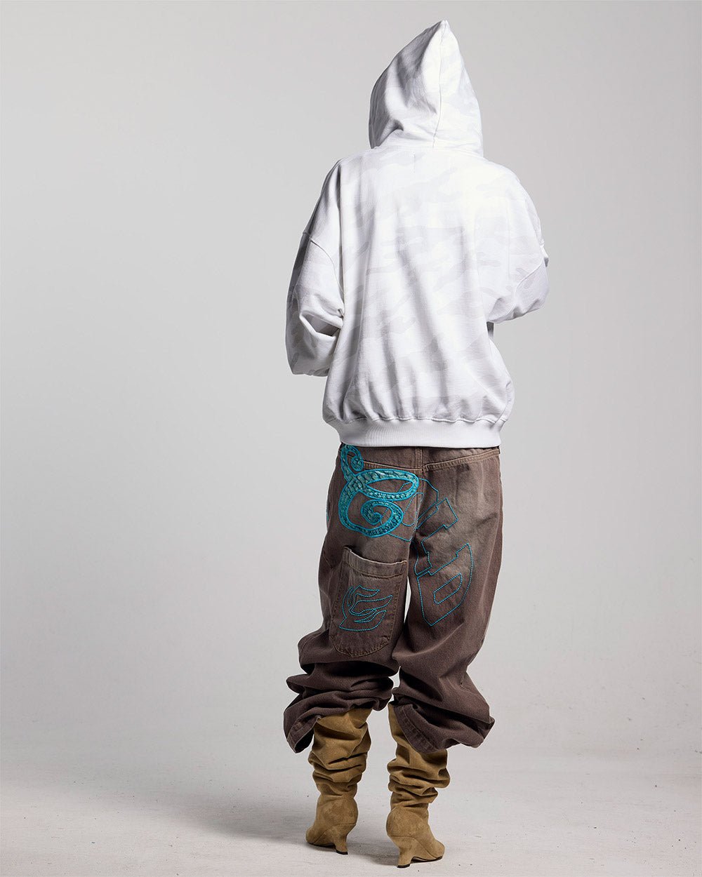 CAMO ZIP HOODIE GRAU