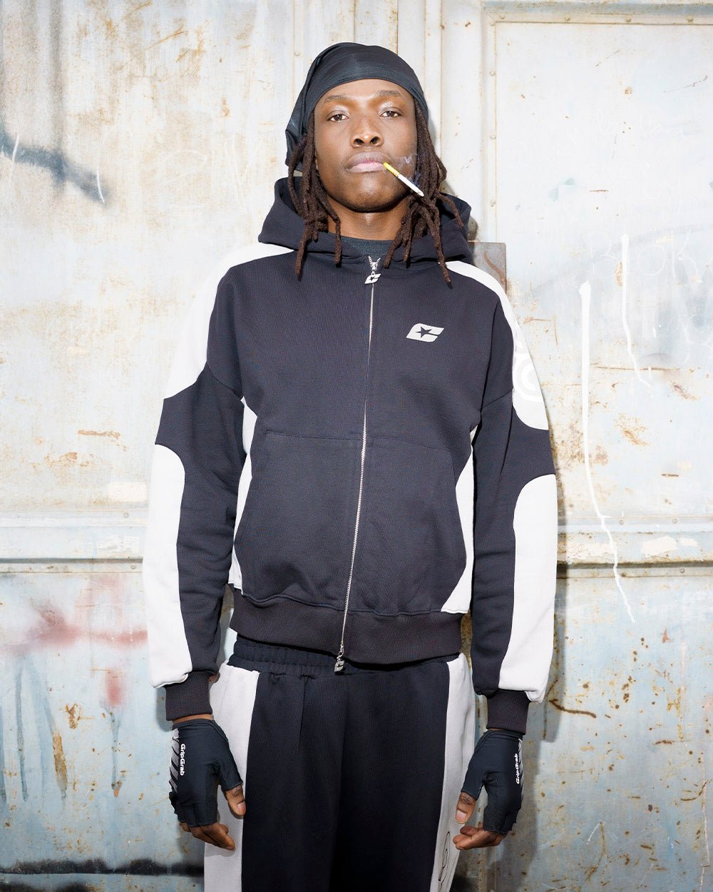 RIDER ZIP HOODIE SCHWARZ & GRAU