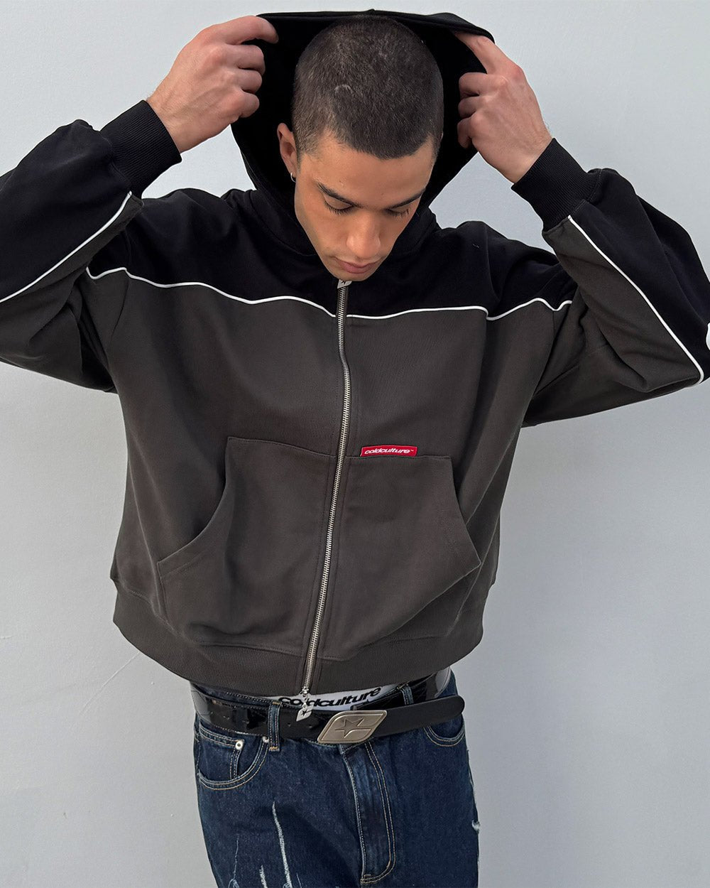 FLESH ZIP HOODIE SCHWARZ & GRAU