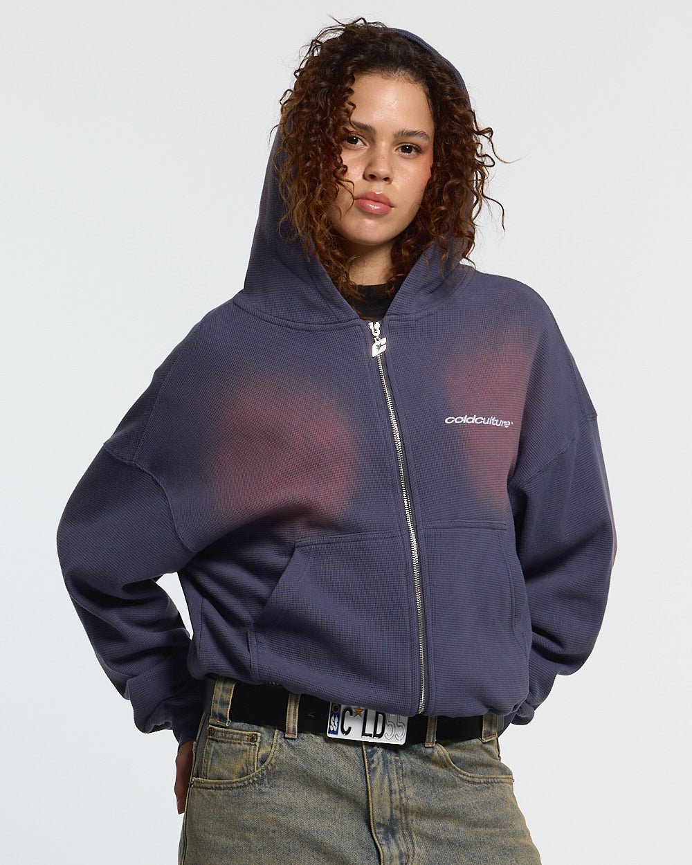 THERMAL ZIP HOODIE BLAU