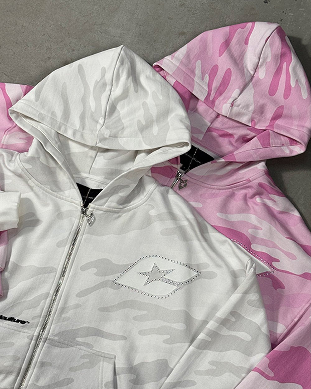 CAMO ZIP HOODIE GRAU